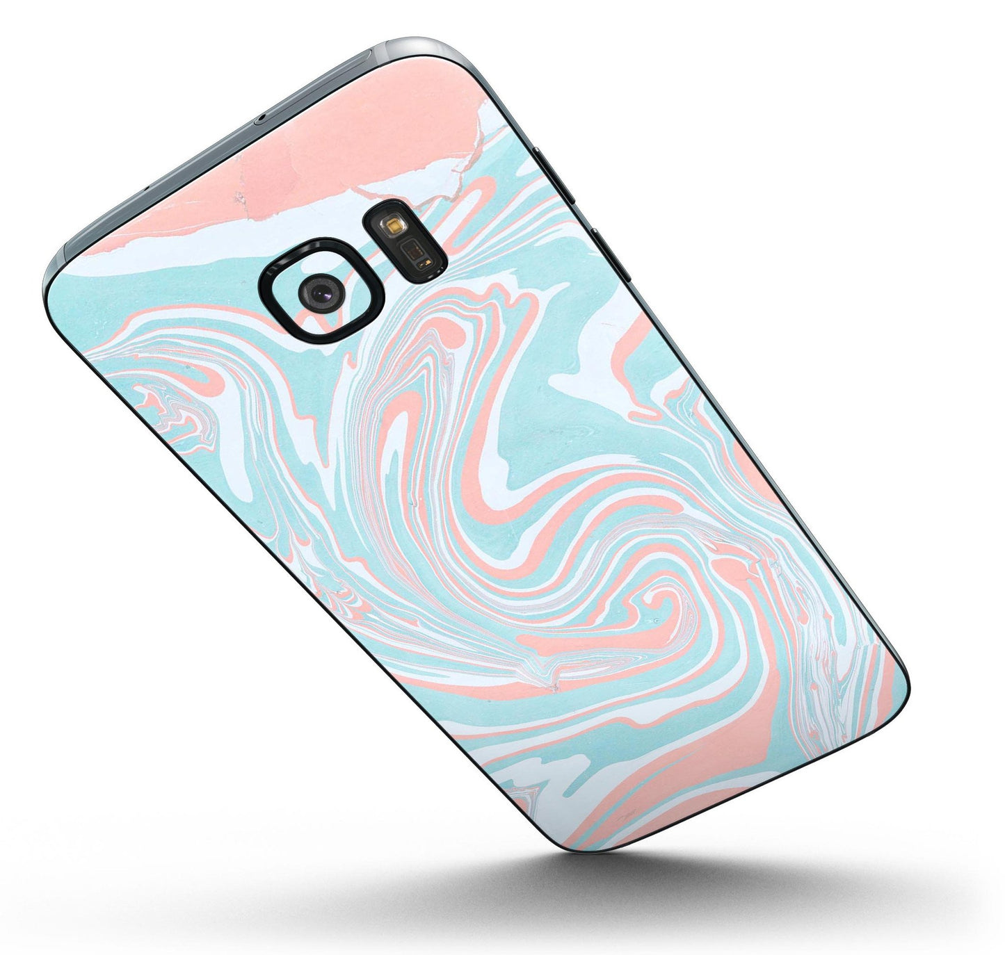 Marbleized Mint and Coral - Full Body Skin-Kit for the Samsung Galaxy