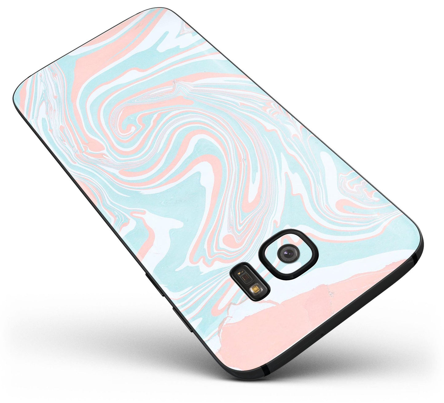 Marbleized Mint and Coral - Full Body Skin-Kit for the Samsung Galaxy