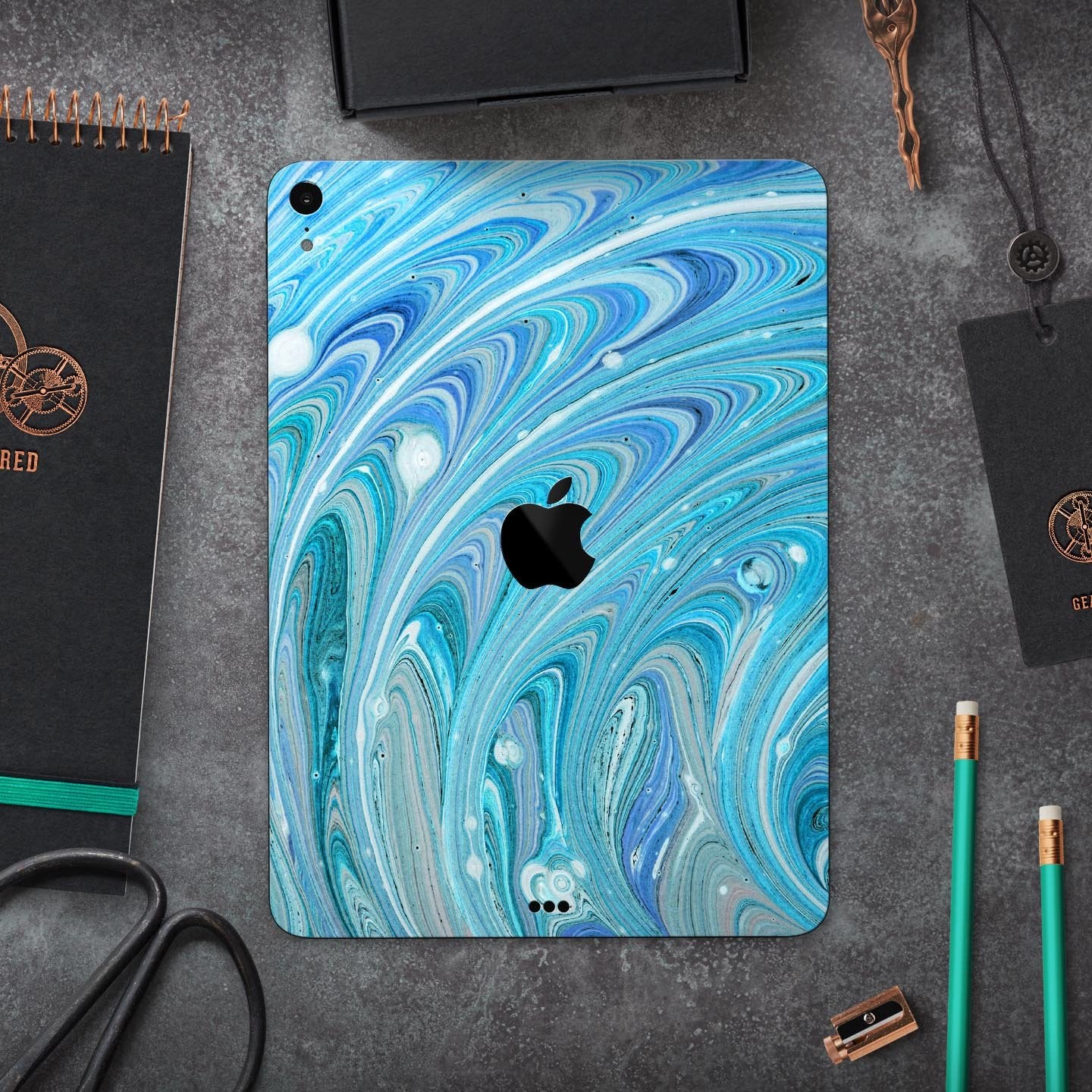 Mixed Blue Oil - Full Body Skin Decal for the Apple iPad Pro 12.9",