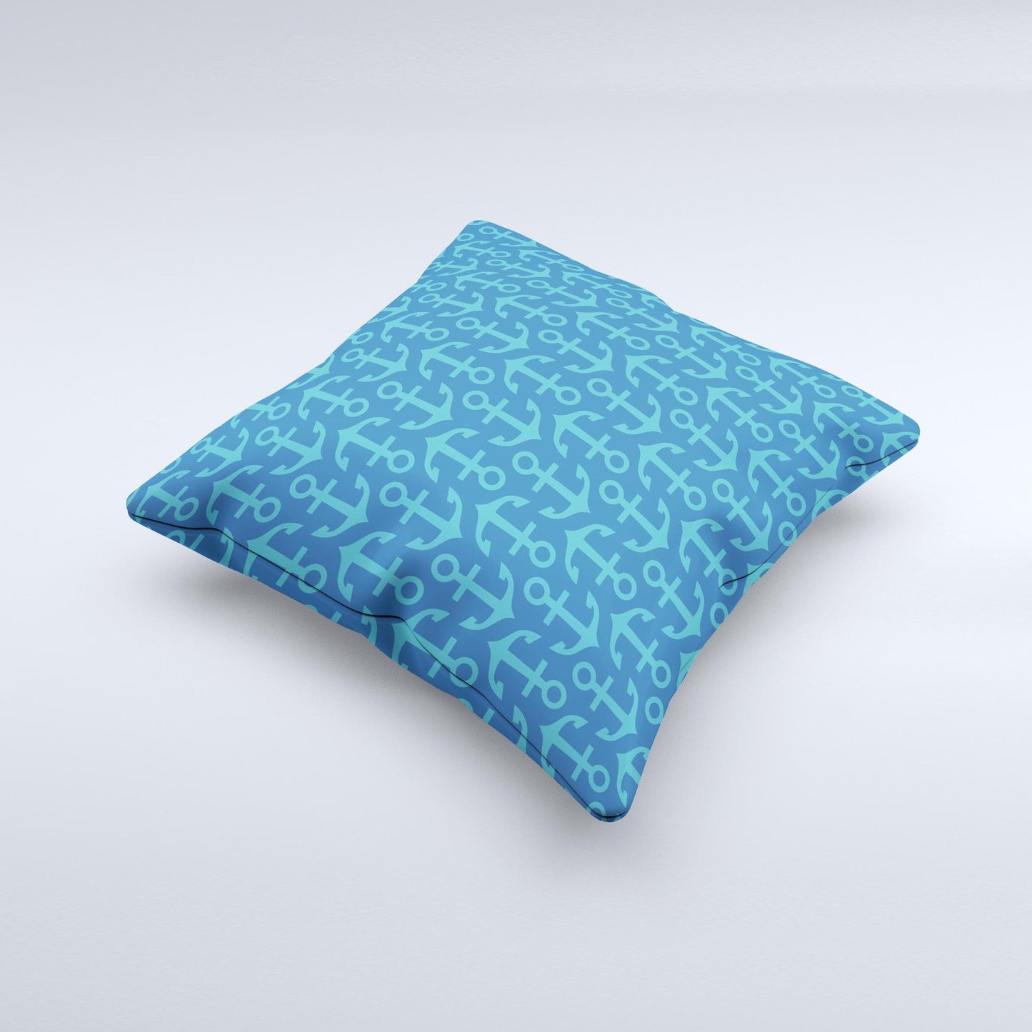Blue Anchor Collage V2 Ink-Fuzed Decorative Throw Pillow