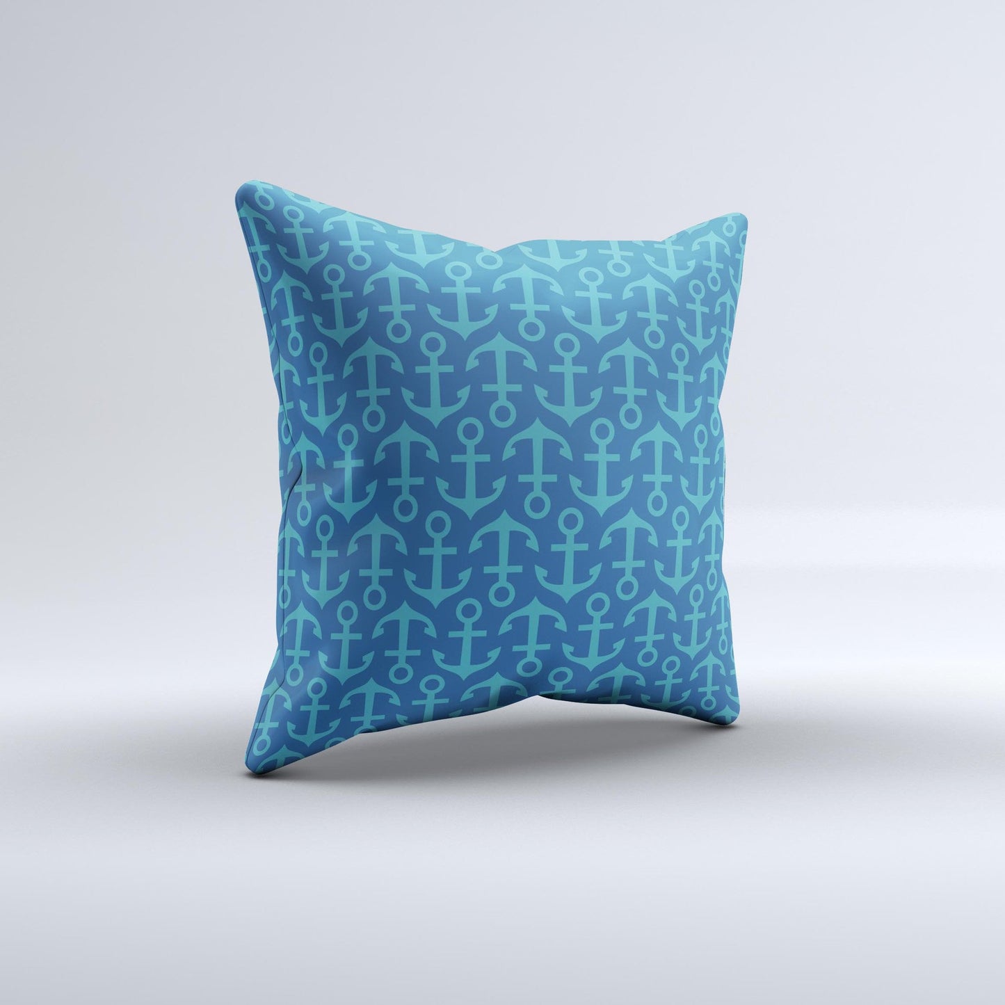 Blue Anchor Collage V2 Ink-Fuzed Decorative Throw Pillow